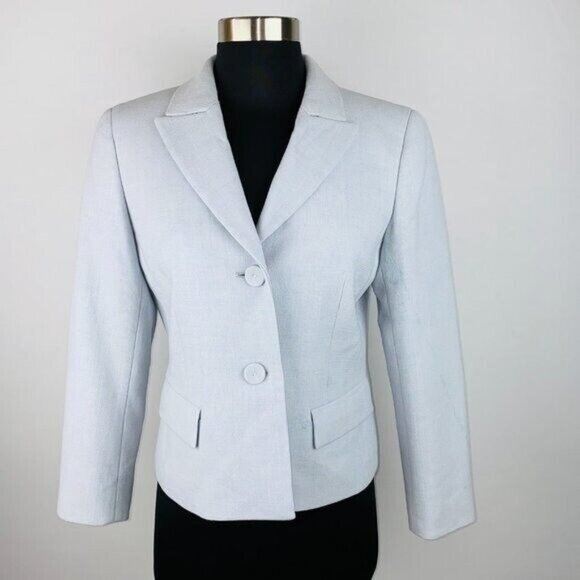 Lafayette 148 Jacket Blazer Bluish Gray Peaked Collar Job Career Work Office 6 * - Picture 2 of 10